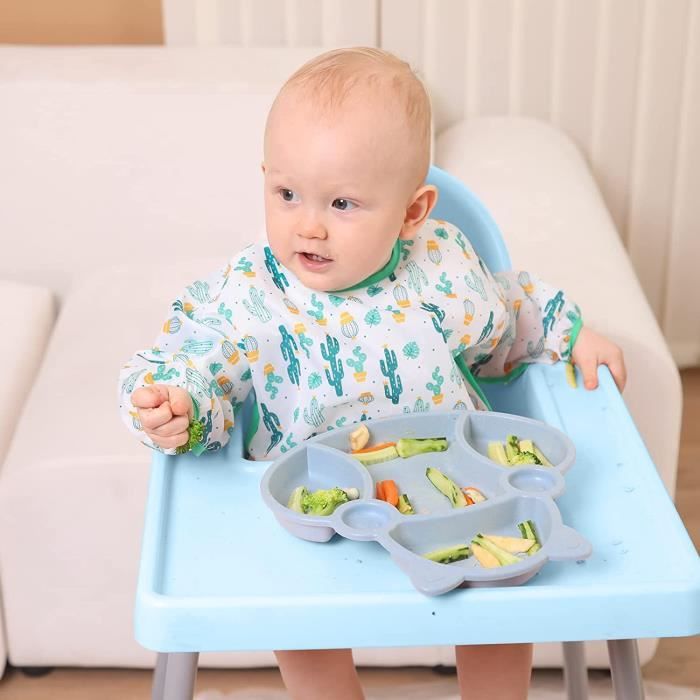 Lot De 4 Bavoirs à Manches Longues Imperméables Pour Bébé 6 Mois à 3 Ans - Tabliers Anti-Taches