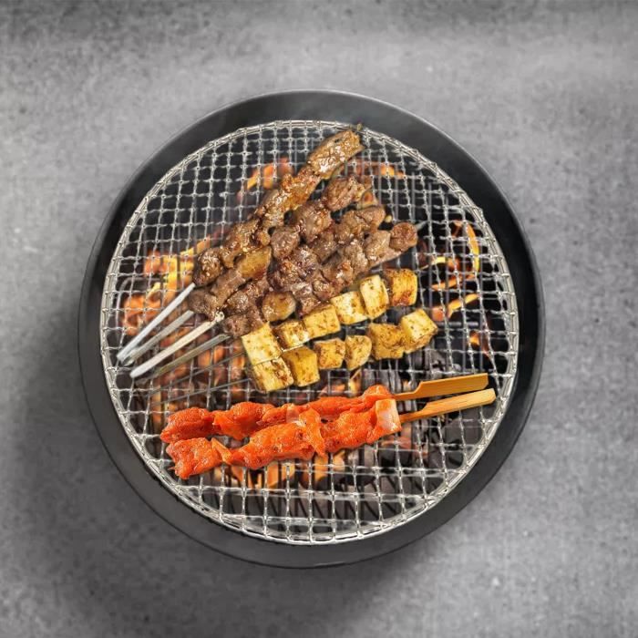 Grille De Barbecue Ronde En Acier Inoxydable - Diamètre 20 Cm - Soudure Lisse - Pour Camping Et Maison - Chauffage Uniforme