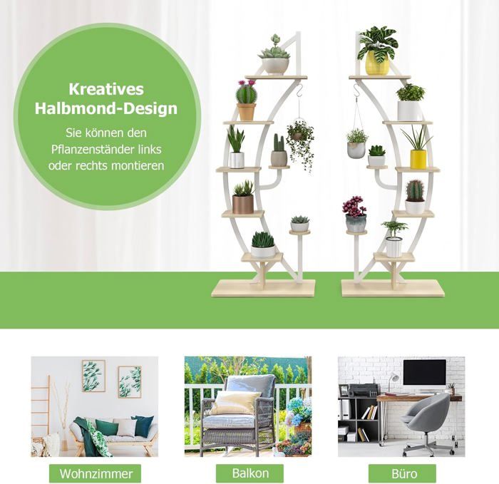 BACEKOLL Support Pour Plantes D'intérieur, Avec Lapes De Croissance, étagère à 8 Niveaux, 157,5