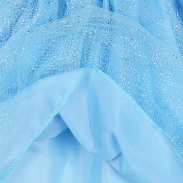 Robe Elsa Tulle Manches Courtes Pour Fille – Déguisement Princesse Reine Des Neiges, Idéal Pour Carnaval Et Anniversaire