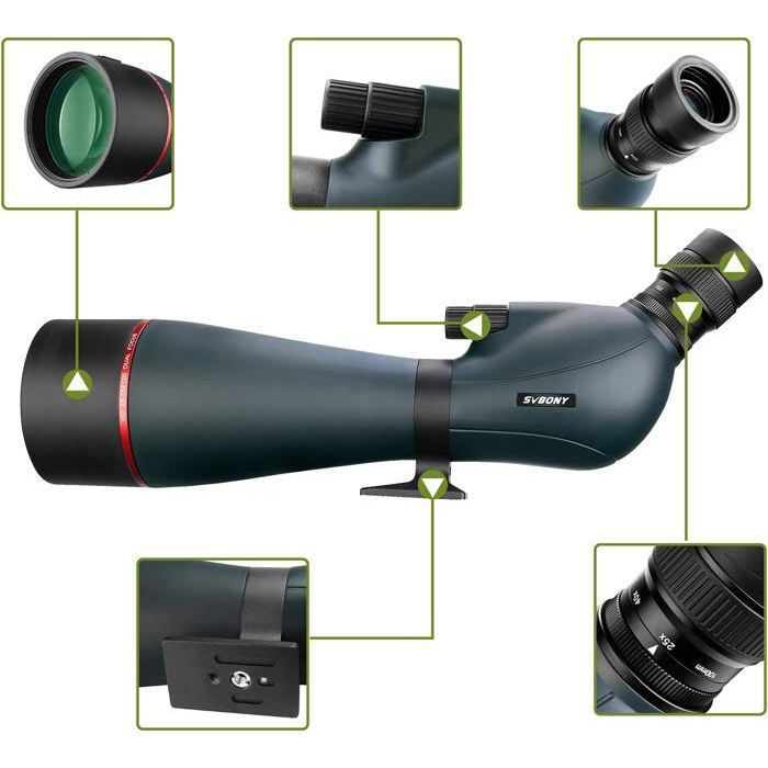 Longue-vue Svbony SV28 20-60x80 - Zoom Puissant Avec Trépied Adaptateur, Neuve
