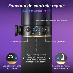 Bras Micro avec Lumière RGB de 11 Modes Perche Micro Gaming avec Passe