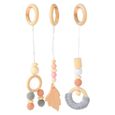 Ensemble de pendentifs de poussette pour bébé, 1 ensemble, cadre de gymnastique, anneau de dentition en bois, SET DE SOIN - STB27936-0