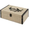 Coffre Boite De Rangement Bois Toile De Jute 34x24x13 50 Cm 10075