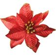10 décorations de fleurs de Noël en plastique 13 cm de décoration de fleurs-rouge-0