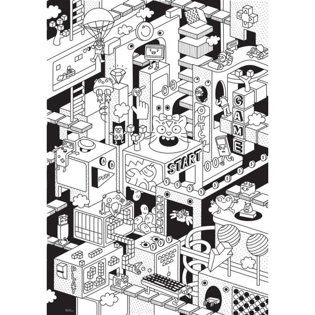 poster effet 3d geant a colorier et ses lunettes made in france omy dessins cdiscount jeux jouets coloriage de sonic mario