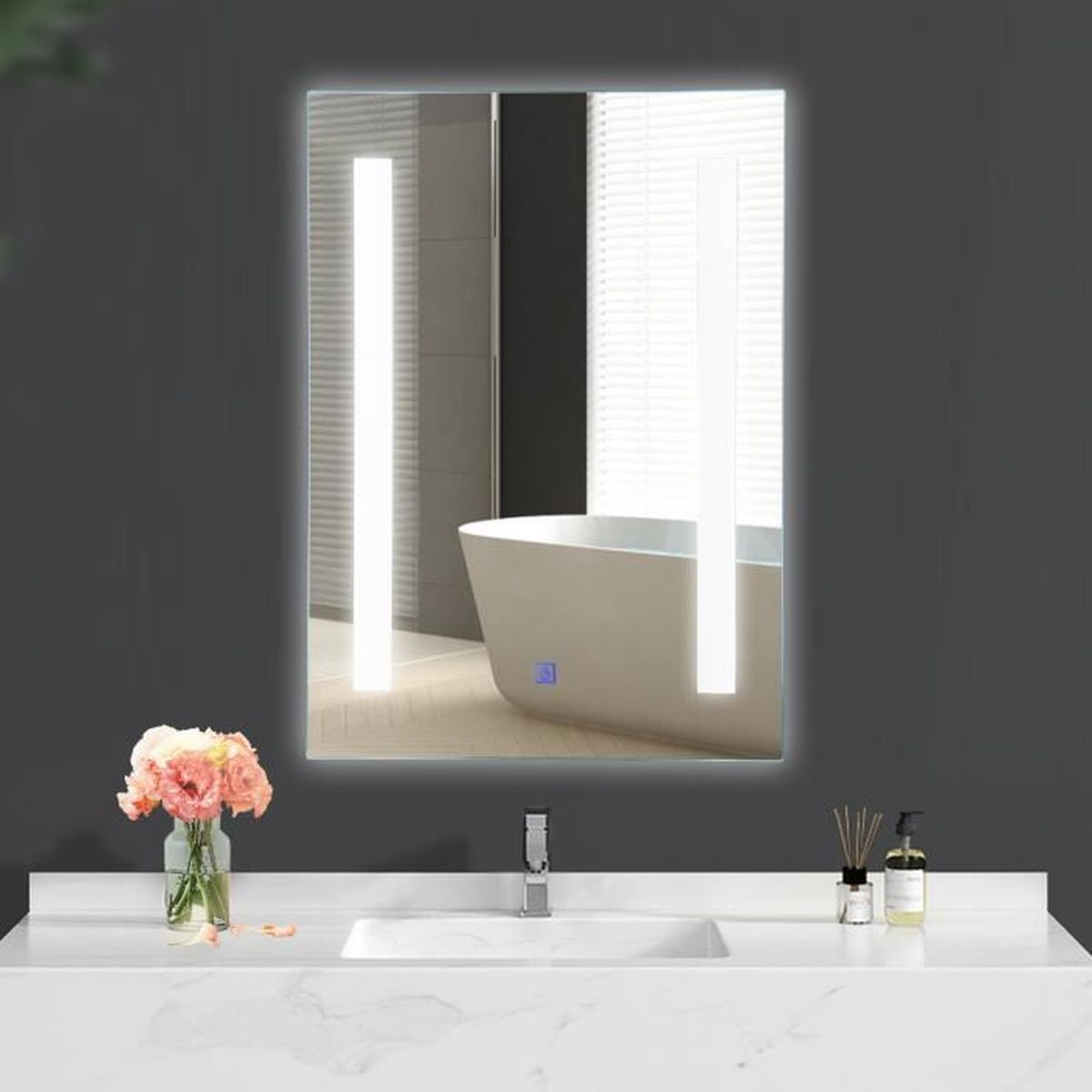 Miroir Montage Horizontal Vertical Miroir De Salle De Bain LED 50x70 Cm - Éclairage Tactile, IP67 Étanche - MUPAI Miroir Montage Horizontal Vertical Miroir De Salle De Bain LED 50x70 Cm - Éclairage Tactile, IP67 Étanche - MUPAI