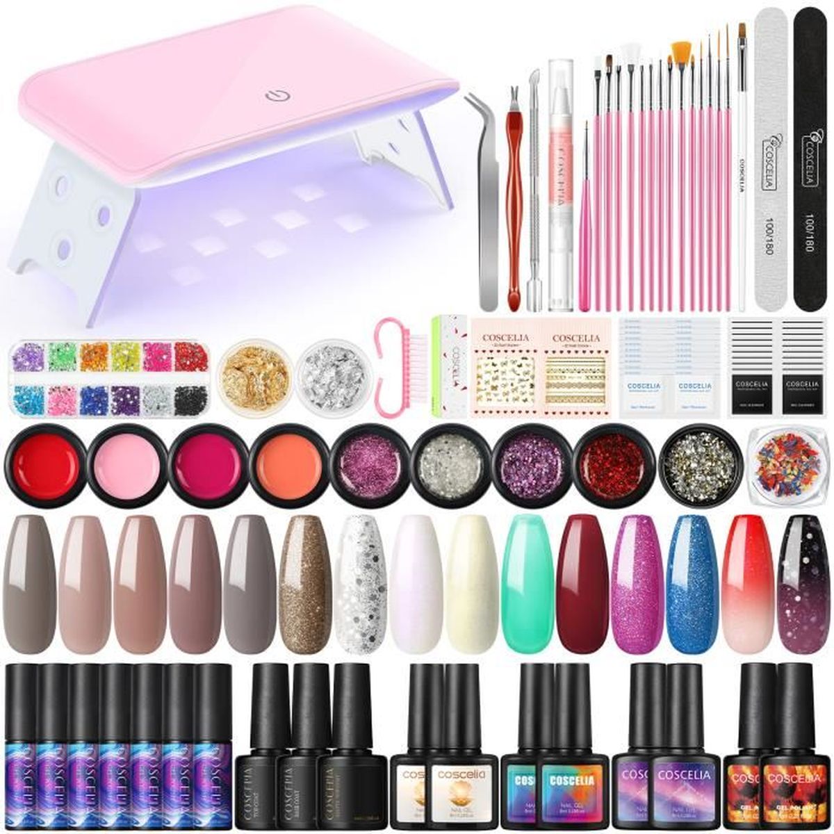 Kit De Démarrage Gel UV Pour Ongles – Avec Coussin Et Appareil – Débutants, Qualité Studio