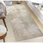 LIVABLISS Tapis de Couloir Lavable Machine Vintage Oriental BOKA 80x220cm Vert/Brun