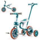 Tricycle Évolutif pour Enfant COSTWAY- 5-en-1-avec Putter-Pédale et Roue Arrière Amovible-Siège et Poignée Réglables-2-4 ans-Vert