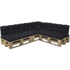 Coussins Matelassés - POKAR - Set de 8 pièces - Noir - Pour Palettes Euro - Confort Extérieur