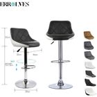 Tabouret de bar réglable en hauteur avec dossier - ERROLVES - Noir et blanc - Simili - Métal - Lot de 2