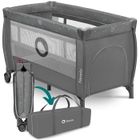 Lit parapluie compact 2en1 LIONELO Stefi Plus - Parc bébé - Matelas en mousse T25 - 0-36 mois - Pliage Rapide - 2x Roulettes - Gris