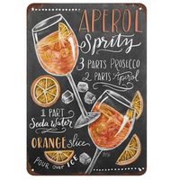 Metal Sign Retro Vintage Cocktail Tin Sign, Aperol Sprity Cocktail Signs Wall Decor Pub Bar, Chalkboard Drawing Iron Painting