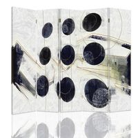 Cloison de séparation en toile FEEBY - Abstraction Neuf points - 5 pans une face - 180x150 cm