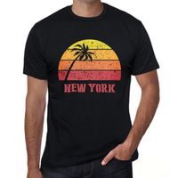 Homme Tee-Shirt Palmier Plage Coucher De Soleil À New York – Palm, Beach, Sunset In New York – T-Shirt Vintage Noir