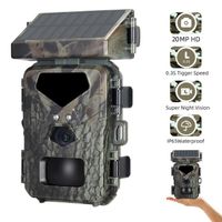 Caméra de chasse solaire 20MP infrarouge Vision nocturne Caméra d'observation de la faune 1080p Caméra de surveillance de charge