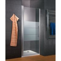 Porte de douche pivotante 80x192 cm, paroi niche anticalcaire, Style 2.0, verre décor dépoli light, profilé aspect chromé, Schulte
