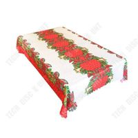 TD® Nappe de Table Rectangulaire Noël Décoration Table Maison Anti-Tâche en Lin pour Cuisine Salle 150*180 cm Rouge et Blanc