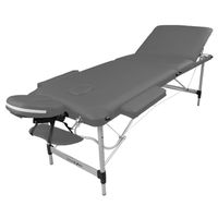 Table de massage pliante 3 zones en aluminium + accessoires et housse de transport - Gris - Vivezen