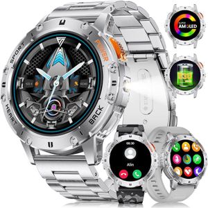 LIGE Montre Connectée Homme Militaire - Écran AMOLED 1.43'', Lampe Torche, 530mAh, IP68, 120 Sports