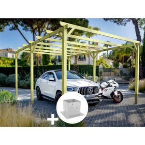 Carport Habrita CAR2020TA – Toit Plat En Pin Autoclave 2x2m, Hauteur 2.10m, Sans Fixations