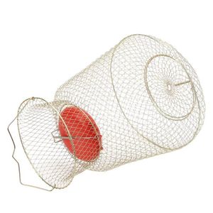 FILET DE PÊCHE Akozon Panier à poisson Cage de filet de pêche de panier de crevettes de poisson rond portable pliable en acier inoxydable avec