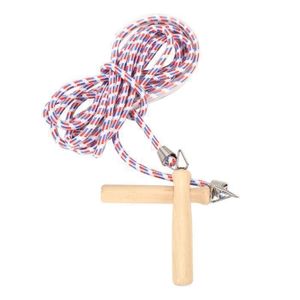 CORDE À SAUTER Poignée en bois coton corde à sauter multijoueurs pour la formation scolaire rouge et bleu (7m - 22.97ft)