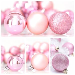 Decoration Boules Noel 6cm Rose