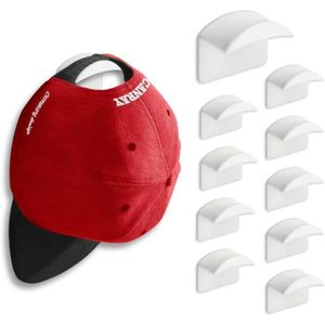 EMBRASSE - CORDON 10pcs Crochets adhésifs pour chapeau, Porte-chapeau, Support de casquette sans perçage, pour chapeau de baseball, snapbacks - BLANC