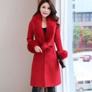 Imperméable - Trench Rouge élégant mince longue Trench manteau femmes a