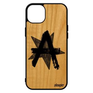 COQUE - BUMPER Coque bois veritable anarchie iPhone 15+ Plus sili