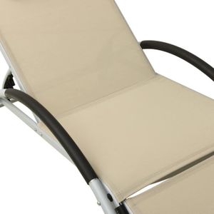 CHAISE LONGUE Chaise longue avec oreiller Textilène Crème FAS