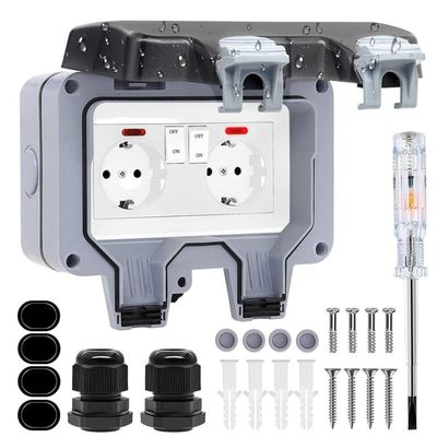 Prise de courant étanche 2P+T avec volet Plexo IP66 complet 16A 250V~ - gris - LEGRAND