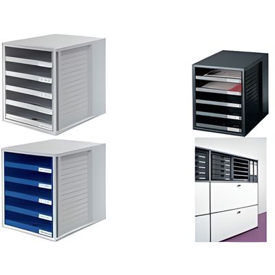 Module De Classement CONTUR HAN Avec 10 Tiroirs - Système Modulable Pour Bureau, Format B4, Gris Clair/foncé