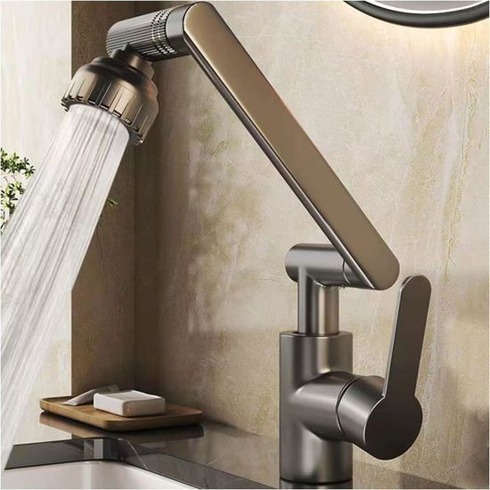 Robinet De Lavabo Salle De Bain - Mitigeur Économique En Acier Inoxydable SUS304, Finition Noir, Silencieux Et Anti-Goutte - Pour Vasque, Cuisine