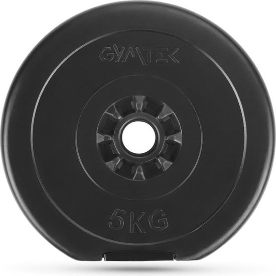 Disques Haltères Gymtek Fonte 1,25 à 20 Kg – Ø30 Mm Tri-Grip, Poids Musculation Noir Pour Barre Haltère