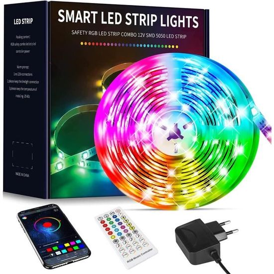 Lepro Ruban LED 10M, Bande LED Connectée WiFi, LED Chambre RGB Multicolore,  Commande Vocal, APP Contrôle, Compatible avec Alexa,279 - Cdiscount Maison