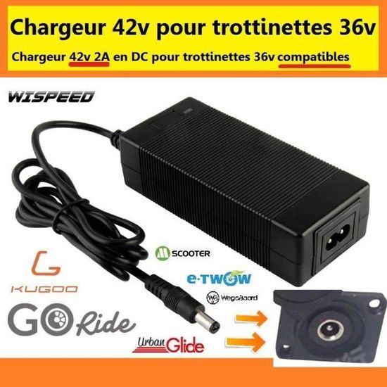 Chargeur pour Batterie LI-ion / LI-PO 29.4V 2A,Fiche 5.5X2.5mm pour trottinette  électrique