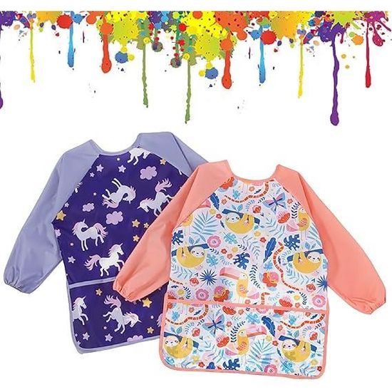 Dantolo Tablier Peinture Enfants 3-11 Ans - Blouse Imperméable Manches Longues Avec Poche