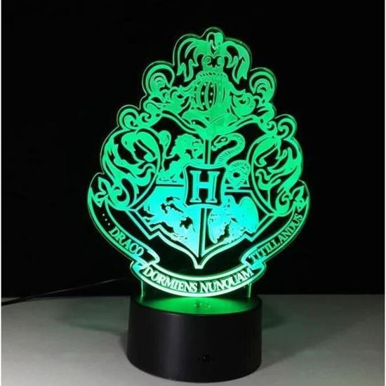 3D Nuit Lumière Lampe Acrylique Hogwarts Harry Potter École de magie Badge Neuf ED6293