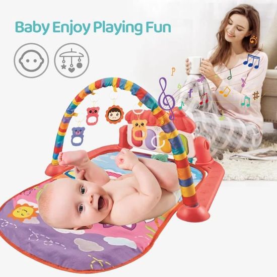 Tapis de jeu bébé multifonction jeux d'éveil 3 en 1 piano bébé musical avec arche des la naissance jouet tapis educatif et evolutif