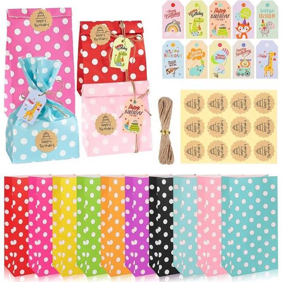Sac De Cadeau 12 Pcs,Sachets Cadeaux,Sacs De Fête,Sac De Bonbons Anniire,Sacs à Dessert Enfants