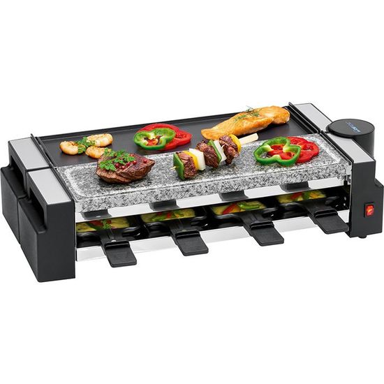 Raclette gril avec pierre chaude 8 personnes Clatronic RG 3678 Noir