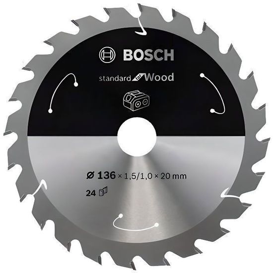 Bosch Lame de scie circulaire Standard for Wood pour scies sans fil 140 x 1,5-1 x 12,7 T24 - 2608837668