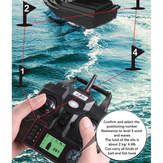 Bateau de pêche en mer GPS Boatman N8 avec télécommande GPS, portée de 1000 mètres, auto-redressant, pour lancer d'appâts vivants et la pêche au surf