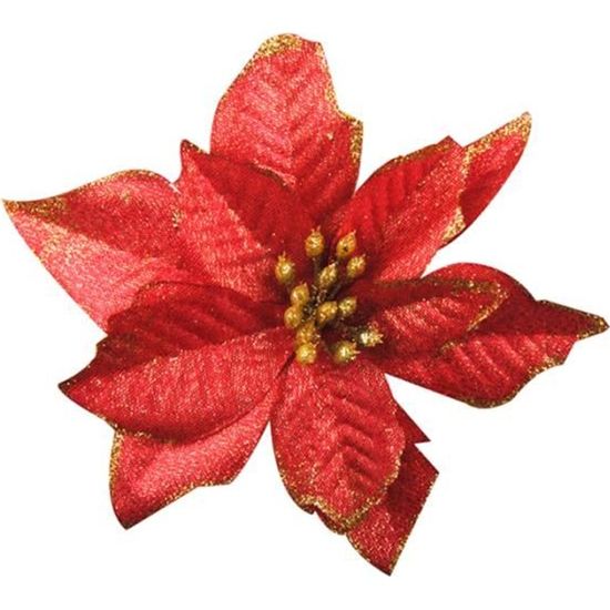 10 décorations de fleurs de Noël en plastique 13 cm de décoration de fleurs-rouge