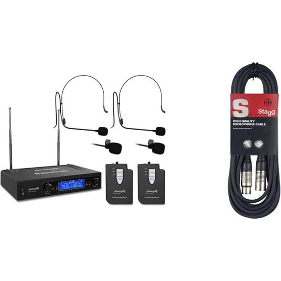 Système Micro Sans Fil Phenyx Pro - 4 Micros Inclus (main, Poche, Casque, Cravate) - Parfait Pour Karaoké, église, événements