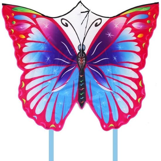 Cerf-volant Papillon Pour Enfants Et Adultes - Lot De 2 (rose Et Bleu) - Facile à Faire Voler - Tissu Polyester Résistant - Inclut Ligne - Jouet Extérieur Plage, Parc