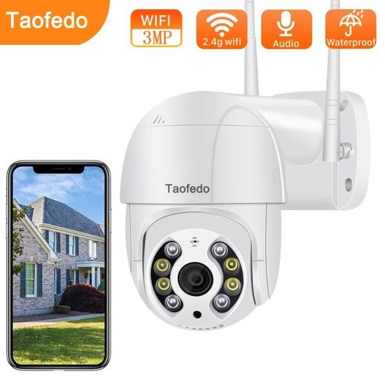 Caméra de Surveillance WiFi Extérieure 3MP - TAOFEDO - Rotation 270° - Audio Bidirectionnel - Vision Nocturne